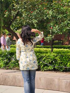 Blue Floral Print Kurta