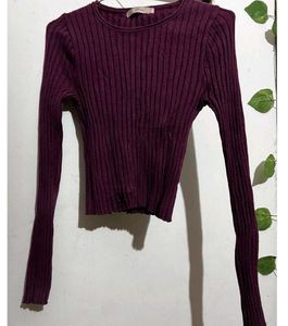 Ribbed Knit Long Sleeve Top