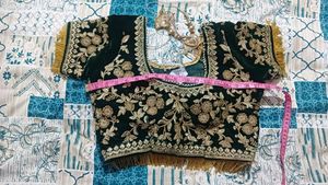 Bottle Green Bridal Embroiderd Velvet Lehenga