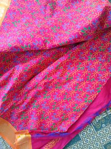Pink Printed Saree with Blouse