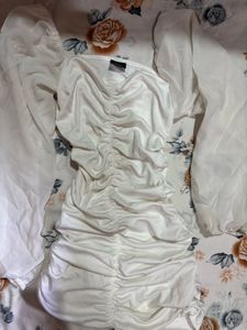 Chic Ruched Puff Sleeve Mini Dress