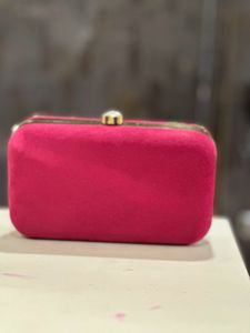 Designer Pink Velvet Garland Feel Clutch
