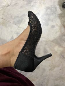 Elegant Black Lace Heels