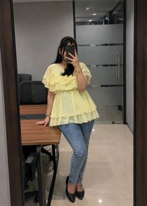Ruffled Tiered Yellow Top