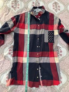 Women's Plaid Shirt with Embellished Pocket