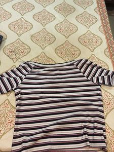 Striped V-Neck Short Sleeve Tee