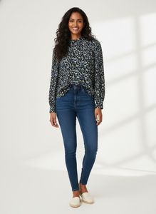 Floral Print High Neck Blouse