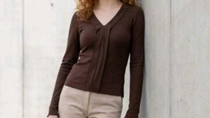 Elegant Brown Long Sleeve Top
