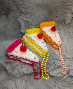 3 pcs Cute Cake Slice Keychains/Bag Charms