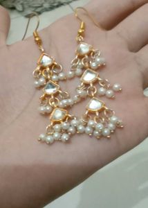 Elegant Pearl &amp; Kundan Earrings