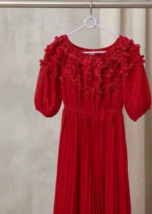 Charming Red Ruffle Dress