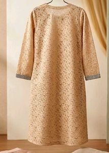 Beige Floral Lace Kurti |