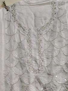 Elegant White Embroidered unstitched suit with ast