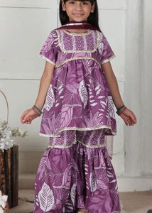 Adorable Girls' Purple Kurta Set