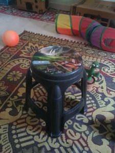 Black plastic stool