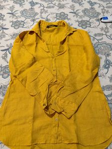 ZARA Mustard Yellow Linen Shirt