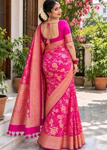Stunning Pink Banarasi Silk Saree