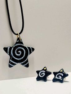 Y2K Spiral Star Pendant + Earrings Set