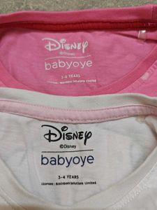 2 Set of Girls Disney Tshirts 3-4years