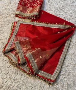 Most Viral ghungaroo Red Banarasi Silk Saree