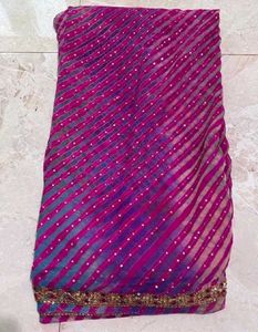 Leheriya Saree with Golden Border