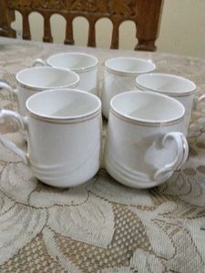 White &amp; Silver Demitasse Cups - Set of 6