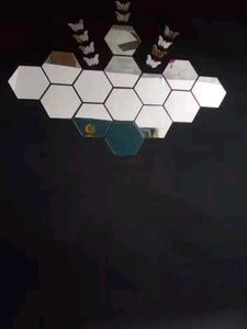 Wall Sticker's Hexagon 14 Silver mirror sticker
