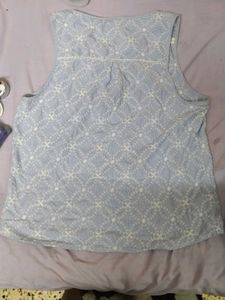 Light Blue Textured Sleeveless Top/Kurti