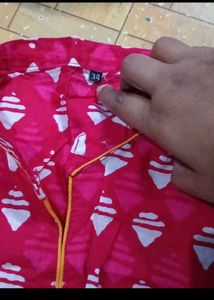 Vibrant Pink Kurti with Geometric Print