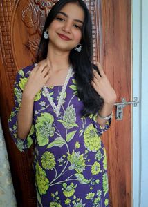 ☆NEW☆Pure cotton Vibrant Purple Floral Kurta💗✨