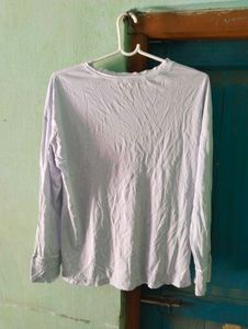 Length 25half,Light Purple Long Sleeve V-Neck Top