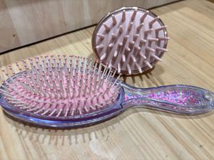 Miniso Glitter Hair Brush & Scalp Massager Set