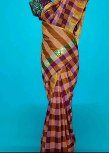 multi colour check saree