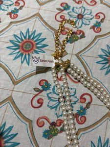 Elegant Double Strand Pearl Necklace Set