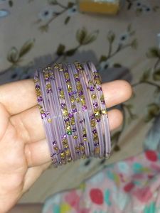 Sparkling Purple & Gold Bangle Set
