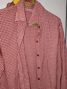 Red Gingham Button-Up Shirt