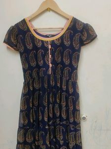 Navy Blue Printed Dress