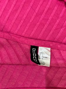 H&amp;M Hot Pink One-Shoulder Ribbed Top
