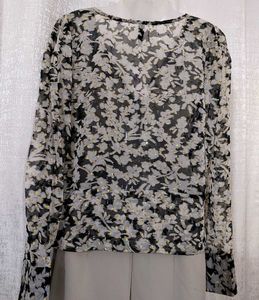 Formal floral blouse with gold shimmers