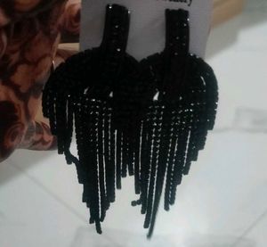 Statement Black Fringe Earrings