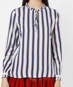 Only - Striped Ruffle Neck Blouse
