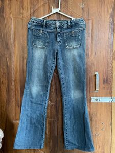 Women's Blue Vintage Denim Flare Jeans