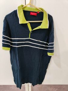 John Players Navy Striped Polo Shirt