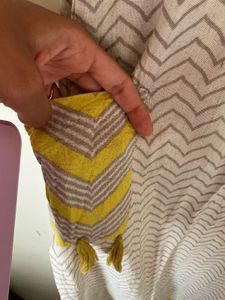 Chic Chevron Print Kurta with Tassel Detail