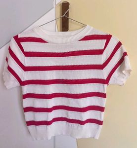 Striped Cropped Knit Top