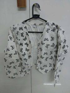 White Butterfly Print Jacket