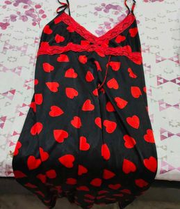 Black & Red Heart Print  Sweet Nightie