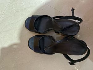Black Platform Block Heel Sandals