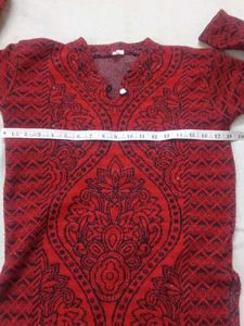 Red Embroidered Kurta
