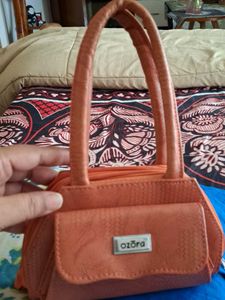 Orange Textured Handbag